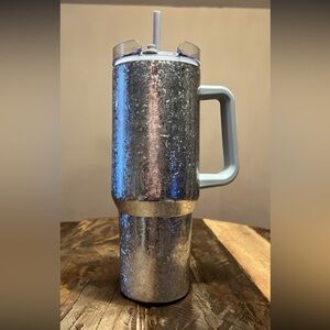 Large 45 oz Stainless Steel Metallic Tumbler with Handle, SILVER